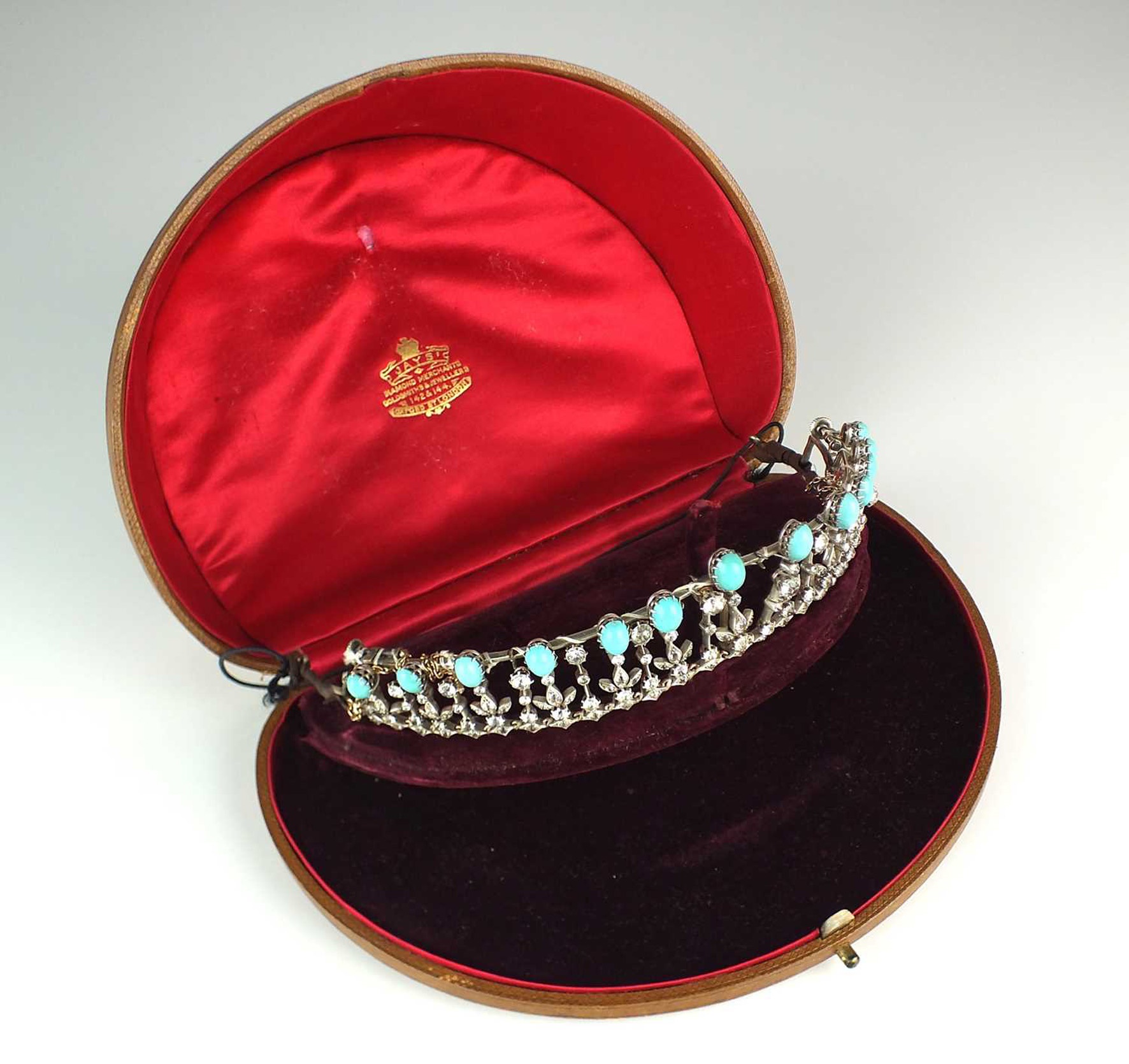 An early 20th century turquoise and paste fringe tiara Halls Fine Art